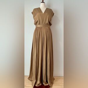 Elie Tahari Bronze Pleated Jumpsuit